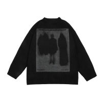 American street hip-hop silhouette print pullover round neck oversized hoodie female Y2K Harajuku trend loose sweatshirt couple