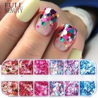 [COD] Cross-border new manicure sequins 12 boxed cherry blossom dots mixed round nail decoration