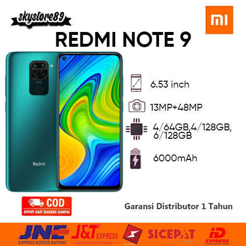 REDMI NOTE 9 RAM 4/64GB, 4/128GB, 6/128GB BERGARANSI TOKO 1 TAHUN