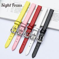 Genuine Patent Leather Watch Bracelet Womens Thin Strap Mini Watch Band For Fossil CK Seiko Small Size Female Slim Wrist Band