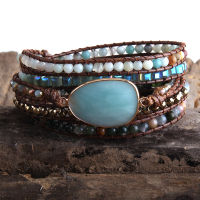 RH Fashion Boho Beaded celet Handmade Mixed Natural Stones &amp; Crystal Stone Charm 5 Strands Wrap celets Gift DropShipping