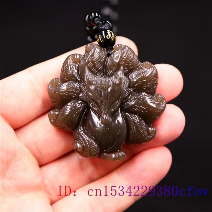 brown-jade-nine-tailed-fox-pendant-amulet-carved-jadeite-natural-women-chinese-gifts-charm-necklace-jewelry-fashion-gemstone