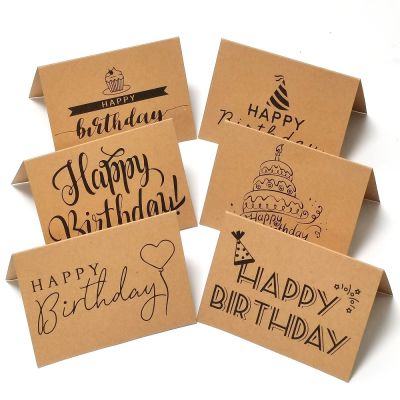 20Pcs Kraft Paper Happy Birthday Folding Card Handwritten Greeting Card Birthday Gift Cards For Family Friends And Teachers 10x14.5cm