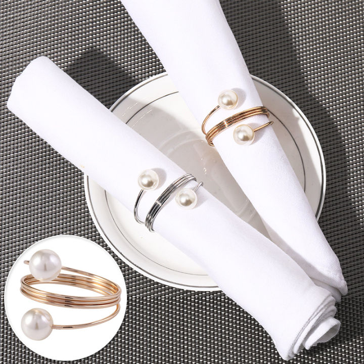 xinyi3แหวนผ้าเช็ดปากมุกบนโต๊ะอาหารโต๊ะรับประทานอาหารของตกแต่งบ้าน