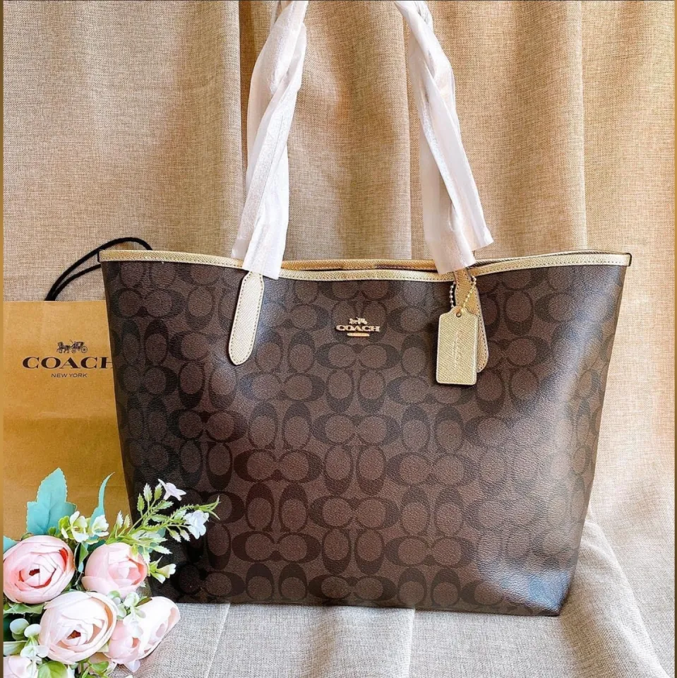 Brunei Shoppers - AUTH CITY TOTE IN SIGNATURE CANVAS (COACH C1781) $150 Pre  order IM/BROWN/METALLIC PALE GOLD 13 (L) x 11 1/2 (H) x 6 1/4 (W) Style  No. c1781 W/a: 8304339/ 8236443