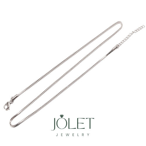 jolet-สร้อยคอ-ลายโซ่เหลี่ยม-หนา2mm-ปรับระดับ-สร้อยคอสีเงิน-สร้อยสีพิ้งโกล-สร้อยคอสีทอง-สร้อยคอสแตนเลสแท้-สร้อยคอไม่ลอ