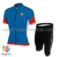 ชุดจักรยานแขนสั้นทีม Castelli 16 (05) สีน้ำเงินแขนแดง