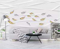 3D Gold Silver Fish วอลล์เปเปอร์ติดผนังสติ๊กเกอร์วอลเปเปอร์สติกเกอร์รูปภาพสติ๊กเกอร์ติดผนังการออกแบบศิลปะผนังแบบมีกาวในตัววอลเปเปอร์3d 3มิติ