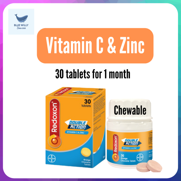 Redoxon Double Action Adult Chewable Tablets 30s Vitamin C & Zinc No