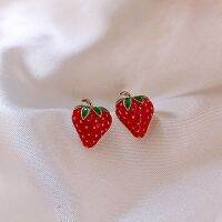 【DT】hot！ Needle Small Strawberry Net Earrings Student Birthday Accessories