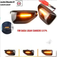 ไฟเครื่องหมายไฟ LED ด้านข้างสีเหลืองอำพันแบบไดนามิก1คู่สำหรับ Dacia Logan Sandero II 2012-2020อะไหล่เปลี่ยนสัญญาณกระพริบไหล Eudm3f รมควัน