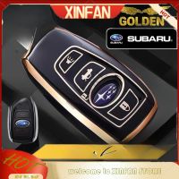 XINFAN เคสขอบทอง3ปุ่ม TPU Kunci Remote Mobil สำหรับ Subaru Impreza Wrx BRZ GT86 XV ฟอเรสเตอร์ถิ่นทุรกันดารปกป้องอุปกรณ์เสริมที่วางฝาครอบ