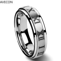 AVECON แหวนตัวเลขโรมันเปลี่ยนแหวนไทเทเนียมเหล็กผู้ชายและผู้หญิงแหวนแฟชั่น