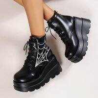 HOT★Fashion Cobweb  Boots Women Vampire Knight Shoes For Girls High Chunk Heel Forest Aesthetic Shoes Woman