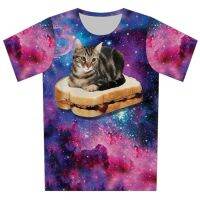 Joyonly 2022 Summer Children Funny Colorful Galaxy Bread Print T Shirt Girl/Boy Cool Lovely Cat Kids T-Shirts Fit 4-20 Years Old