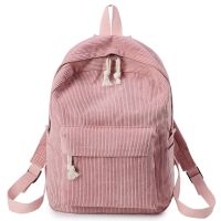 School Rucksack Mochila Girls Women Soulder Backpacks School Bag Travel Corduroy Bags Design Teenage Backpack For Striped Bag 【AUG】