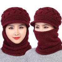 【YD】 Hat WomenS Thick One-Piece Mother Woolen Old Man Windproof Warmth Middle-Aged And Elderly Fleece Knit