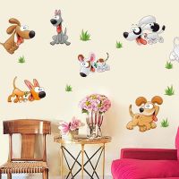 [24 Home Accessories] โปสเตอร์ติดผนังรูปการ์ตูนสัตว์สุนัขแบบมีกาวในตัวสติกเกอร์ติดผนัง PVC กันน้ำลอกออกได้สำหรับห้องนั่งเล่นของตกแต่งบ้าน