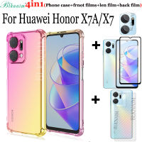 BLKNAIM (4-In-1) สำหรับ Huawei Honor X7A / Honor X7โทรศัพท์มือถือป้องกันการตก + ฟิล์มกระจกนิรภัยแบบเต็มจอภาพ + ฟิล์มด้านหลังคาร์บอนไฟเบอร์ + ฟิล์มเลนส์