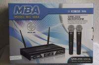 NEW ไมค์โครโฟน ไมโครโฟนไร้สาย ไมค์ลอยคู่ ยี่ห้อ MBA รุ่น MIC-888A (UHF แท้ 100%) พร้อมกระเป๋าใส่ไมค์