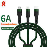 สายถักไนลอน3 In 1 Usb หลายสาย Type-C อะแดปเตอร์ชาร์จเร็วสำหรับ Iphone Android