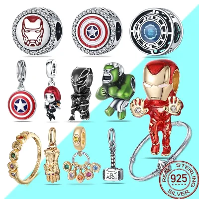 2022 Disney Marvel Charm DIY 925 Sterling Silver Bead Pendant Avengers Fits Pandora Bracelet 925 Silver Charm Women Jewelry