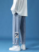 jussara Lee NASA joint jeans boys spring and autumn wide-leg trousers ins trend loose all-match nine-point casual pants