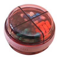 Pill Box Portable Round Small Pill Box Double-Layer 4 Compartment Travel Pills Case Organizer Medication Dispenser Holder For Up