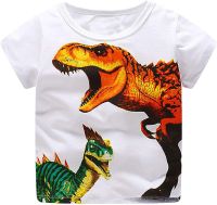 Baby Boys Toddler Cartoon Shirt Tops Girls Kids Print T Dinosaur Boys Tops Valentine Tees for Boys White
