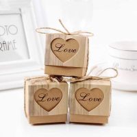 【YF】❁﹍✧  10pcs Wedding Hearts Rustic Paper Bark with Burlap Twine Favor Boxes