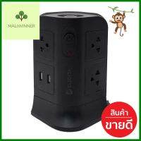 รางปลั๊กไฟทาวเวอร์ 6 ช่อง 2 สวิตช์ 4 USB ELECKTA 3 ม. สีดำPOWER STRIP TOWER ELECKTA 6-OUTLET 2-SWITCH 4-USB 3M BLACK **พลาดไม่ได้แล้วจ้ะแม่**