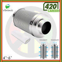 (ของอยู่ไทย ส่งเร็ว) กรองคาร์บ้อน Vtronic Carbon filter 4-6-8 inch 300mm / 400mm กรองคาร์บอน ในร่มพืช สำหรับดับกลิ่นกรองCo2 ในบ้านและเต็นท์ปลูก