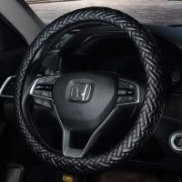 Embroidered Steering Wheel Cover Leather Handle Cover Non-Slip Car Wheel Cover Protector Mens And Womens Interior Accessories Steering Wheels Access