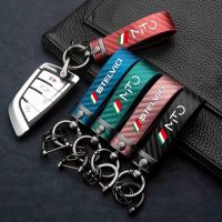 For Alfa Romeo Stelvio MITO Car Accessories Carbon fiber Car Key Pendant Split Rings Keychain