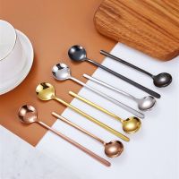 SMILE Mirror Reflection Stainless Steel Nordic Style Tableware Coffee Spoon 304 Solid Color Small Round Spoon Round Dessert SpoonMulticolor