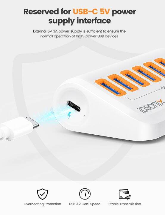 idsonix-ตัวแยก-usb-usb-ฮับ3-2-10gbps-type-c-อะแดปเตอร์หลายพอร์ต-usb-3-0ฮับแท่นวางมือถือสำหรับฮับ-pc-แล็ปท็อปแมคบุ๊คพื้นผิว