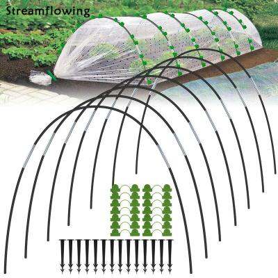 ชุดห่วง Grow เรือนกระจกแบบถอดได้ชุดห่วงสำหรับสวนแบบนำกลับมาใช้ใหม่ได้มีหนามแหลมและคลิปถอดออกได้โครงอุโมงค์ Grow ไฟเบอร์กลาส