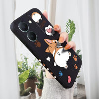 เคสโทรศัพท์ Hp สำหรับ VIVO Y27 5G เคสโทรศัพท์ดีไซน์รอยเท้าสุนัขลายการ์ตูนน่ารัก Welsh Corgi Pembroke รูปแบบขอบสี่เหลี่ยมของเหลวปลอกซิลิโคนคลุมทั้งหมดเคสป้องกันกล้อง