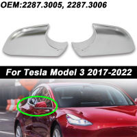 1คู่2287.3005, 2287.3006สำหรับ Tesla รุ่น3 2017-22 Chrome หรือสีดำซ้ายและขวาประตูกระจกฝาครอบด้านล่างผู้ถือยี่ห้อใหม่