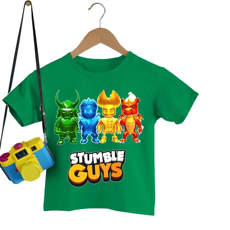 Stumble Guys Tshirt Crianças Harajuku Jogos T-shirts Meninos