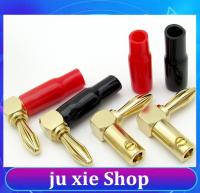 JuXie store Gold Plated Copper 4mm L type Banana Plug Connector jack Adapter 90 degree Solder-Free Screw Audio Speaker