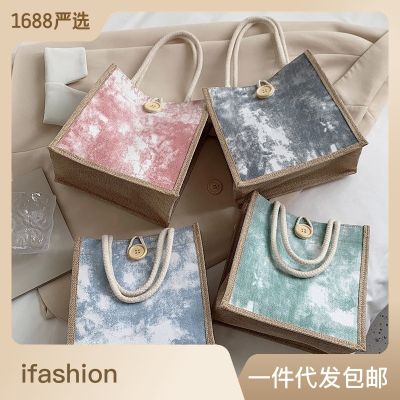 Ins Korean Style Handbag Linen Bag Womens Fashionable Lunch Box Lunch Bag Japanese Style Girls Hand Carrying Small Satchel
