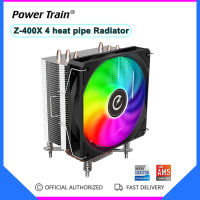 Power Train หม้อน้ำ Z-400X 4ท่อความร้อน PWM ซีพียูเย็น RGB 120มม. ซีพียูเย็นพัดลมซีพียูอากาศเย็นฮีทซิงค์ Intel LGA1700 115X 1200 AM4 AM5