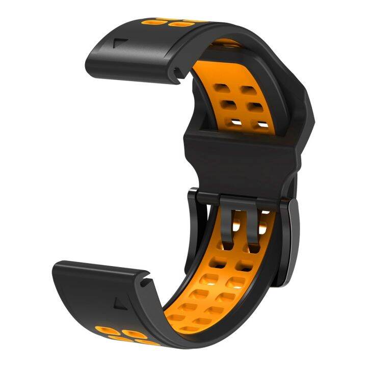 สำหรับ7x-garmin-fenix-ทำจากซิลิโคนสองรูขนาด26มม-สายนาฬิกาข้อมือแบบปลดออกได้อย่างรวดเร็ว-สีส้มดำ