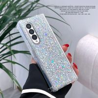 Bling Sequin Transparent Case for Samsung Z Fold 3 Fold 4 Z Fold3 Fold4 Shell Luxury Clear Hard PC Shockproof Protective Cover