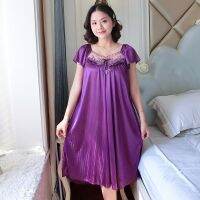 Women Nightgowns Silk Satin Sleepwear Lace Nightdress Sexy Pyjama Nightwear Ladies Home Clothing Lingerie Gown Robe Loungewear