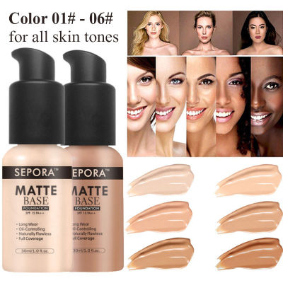 6สี Matt Foundation Oil Control Full Coverage Cream Natural Concealer Base Creamy Muscle Makeup Cosmetics 30ML ~