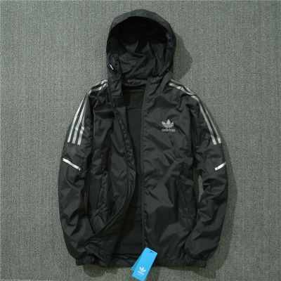 Adidas Spring and Autumn Jacket Mens Autumn Hooded Top Jacket Trendy Style Hooded Comfortable Sports Mens Jacket