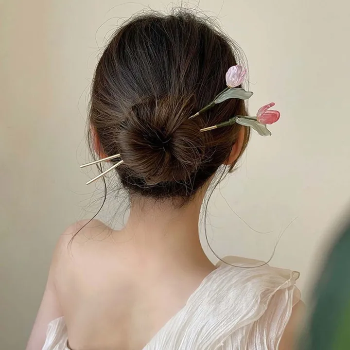 tulips hair clip hair clips korean style hair clip for girls Antique  Classical Ancient Headwear Hairstyle