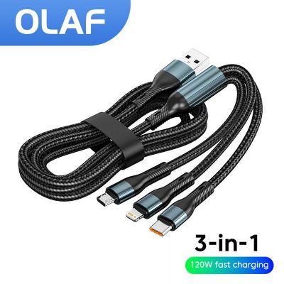 3 in 1 120W Fast Charging Cable for iPhone14 13 12 Micro USB Type C Cable Wire for Xiaomi Samsung Huawei 5A USB Tipo C Data Cord